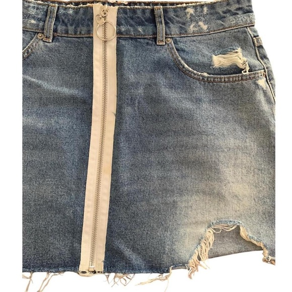 Zara Trafaluc Mini Medium Wash Denim Skirt - Picture 2 of 4